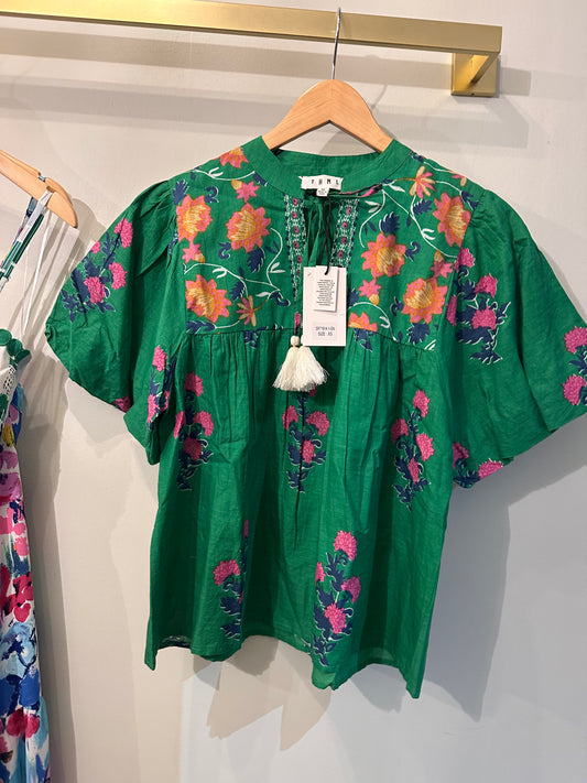 THML Puff Sleeve Floral Shirt