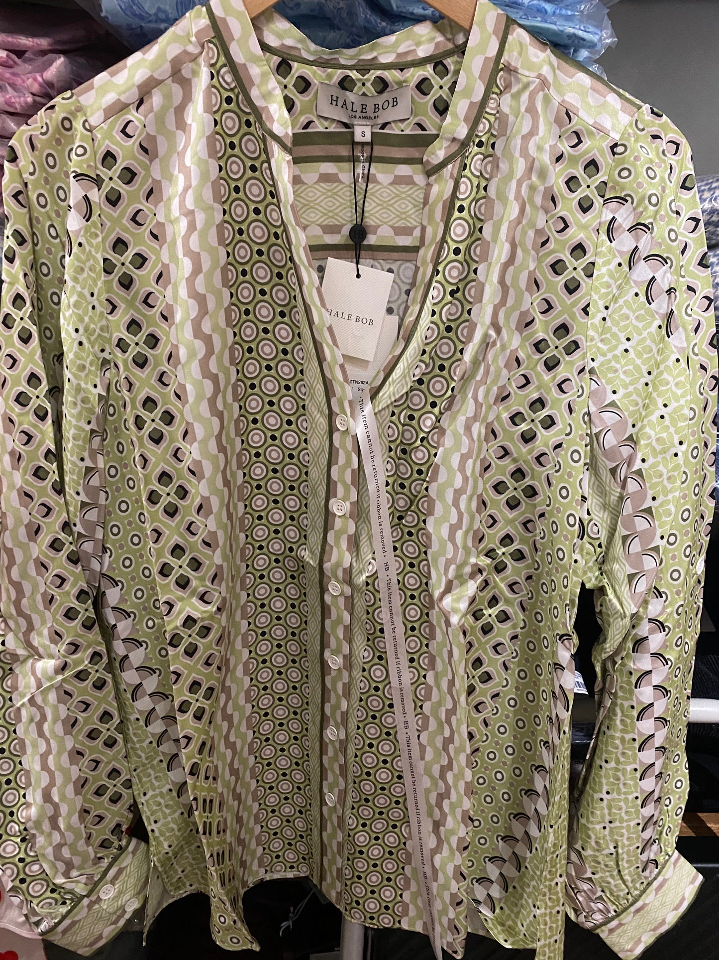 Hale Bob L/S Button Down Silk Top