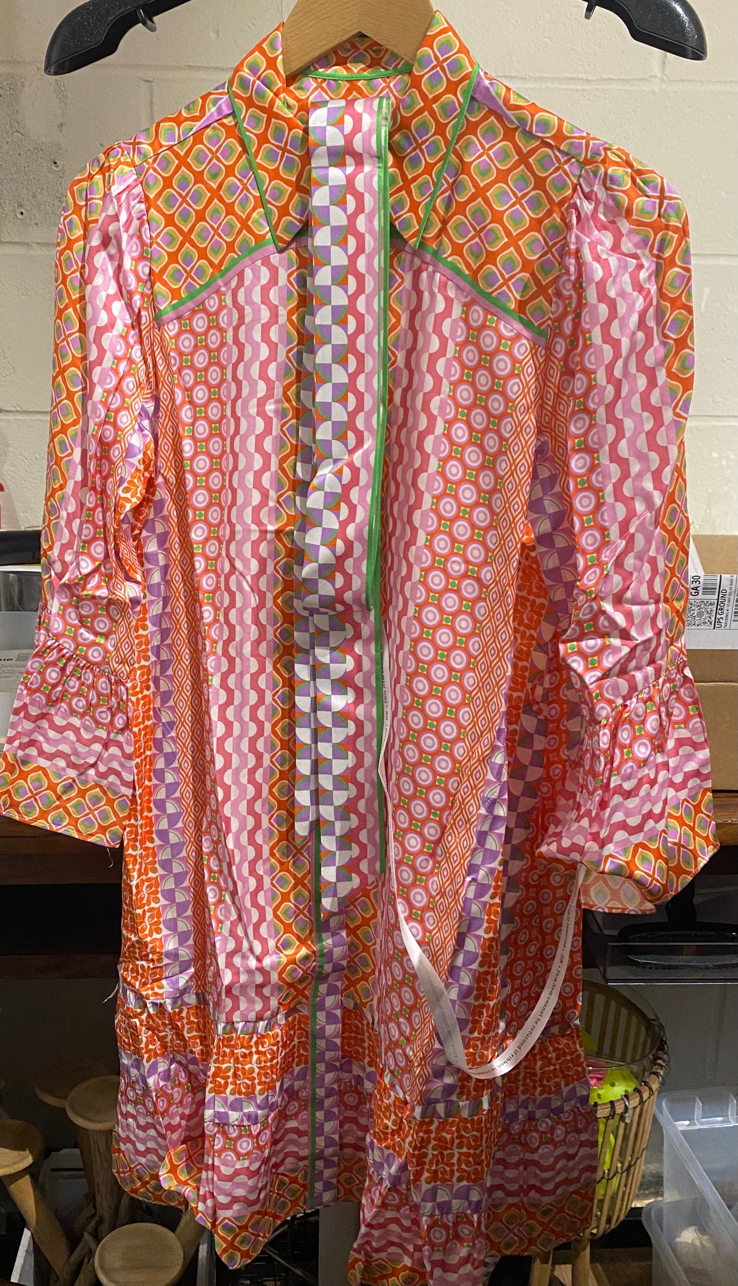 Hale Bob Silk Collared Short Dress