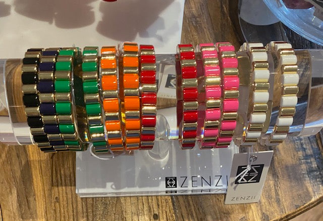 ZENZII Enamel Tile & Gold Stretch Bracelet