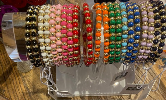 ZENZII Enamel & Gold Beaded Stretch Bracelet