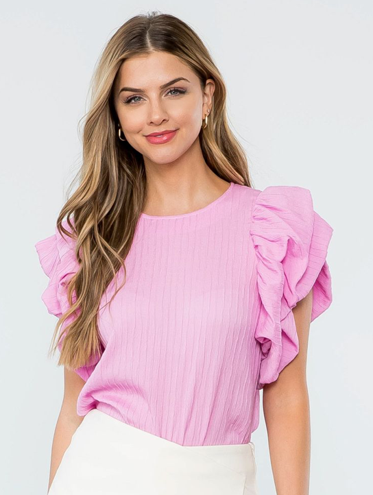 THML Ruffle Puff Sleeve Top