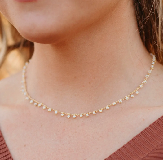 Topaz & Pearl Fringe Necklace