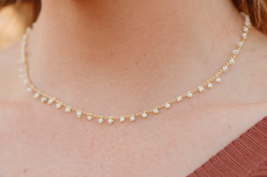 Topaz & Pearl Fringe Necklace