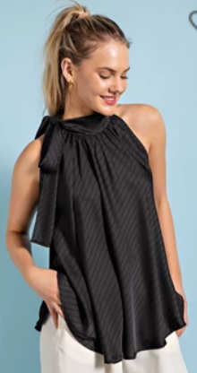 Glam Tie Neck Sleeveless Blouse