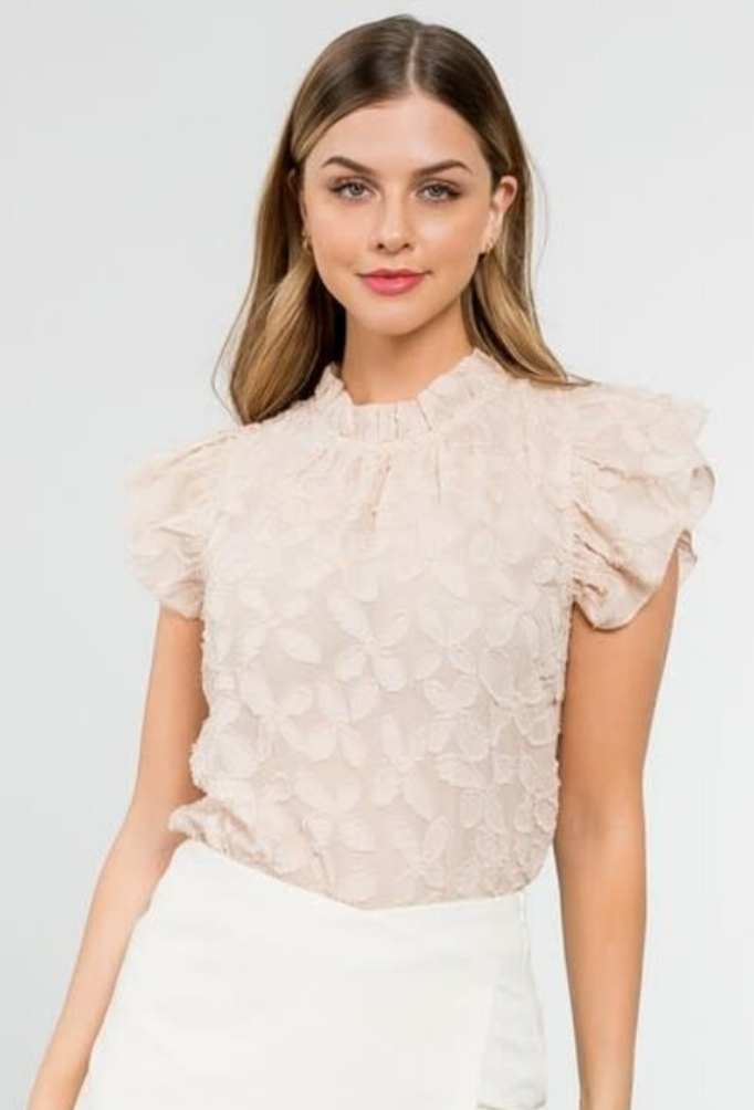 THML Flutter Sleeve Fringe Top