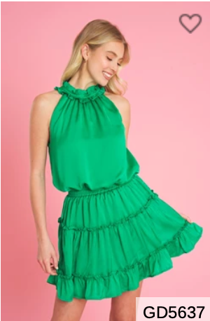 Glam Halter Neck Ruffle Dress