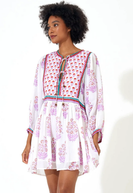 Oliphant Tie Front Balloon Sleeve Dress