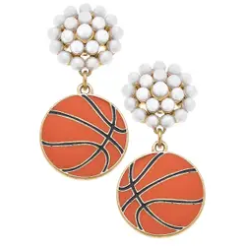 CANVAS Style Pearl Cluster Enamel Drop Earrings