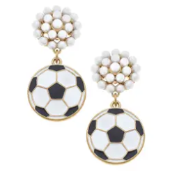 CANVAS Style Pearl Cluster Enamel Drop Earrings