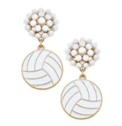 CANVAS Style Pearl Cluster Enamel Drop Earrings