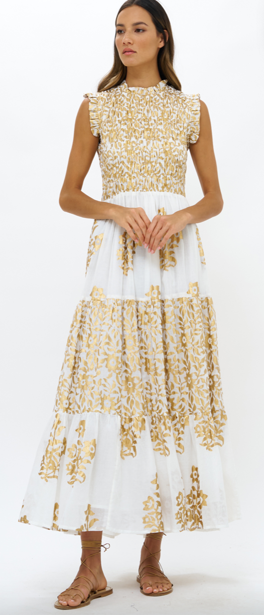 Oliphant Sleeveless Smocked Maxi