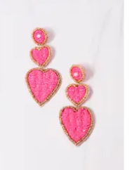 Caroline Hill Beaded 3 Heart Earrings