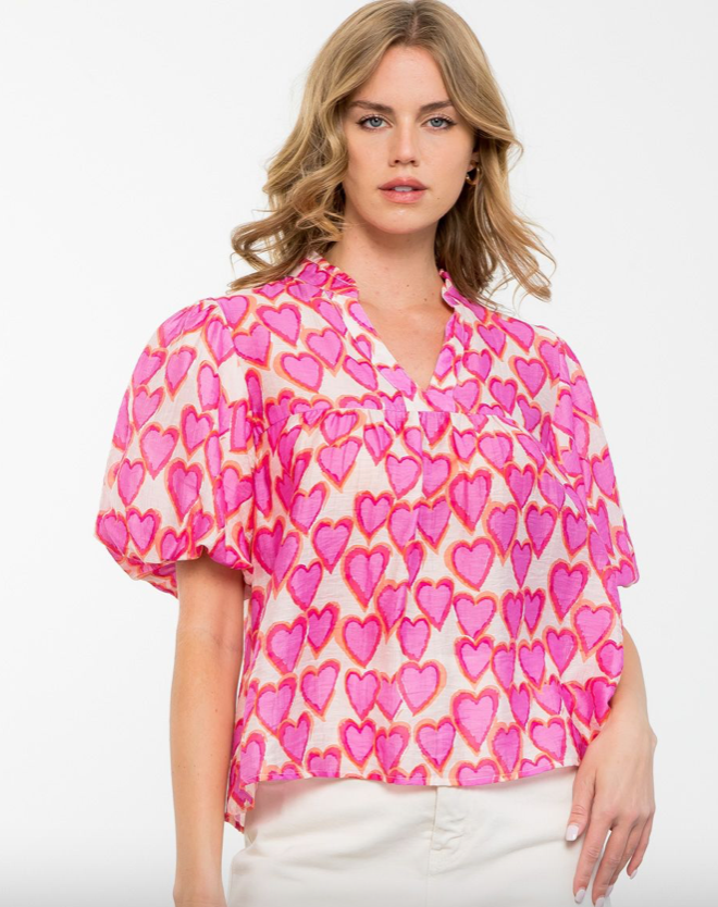 THML Print Puff Sleeve Top