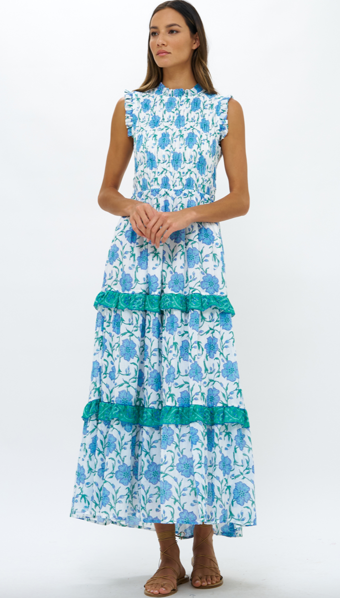 Oliphant Sleeveless Smocked Maxi