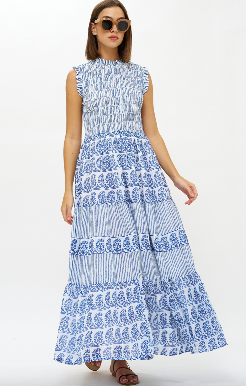 Oliphant Sleeveless Smocked Maxi
