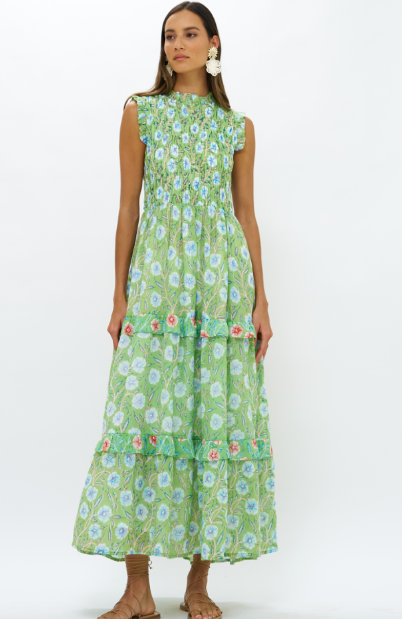 Oliphant Sleeveless Smocked Maxi