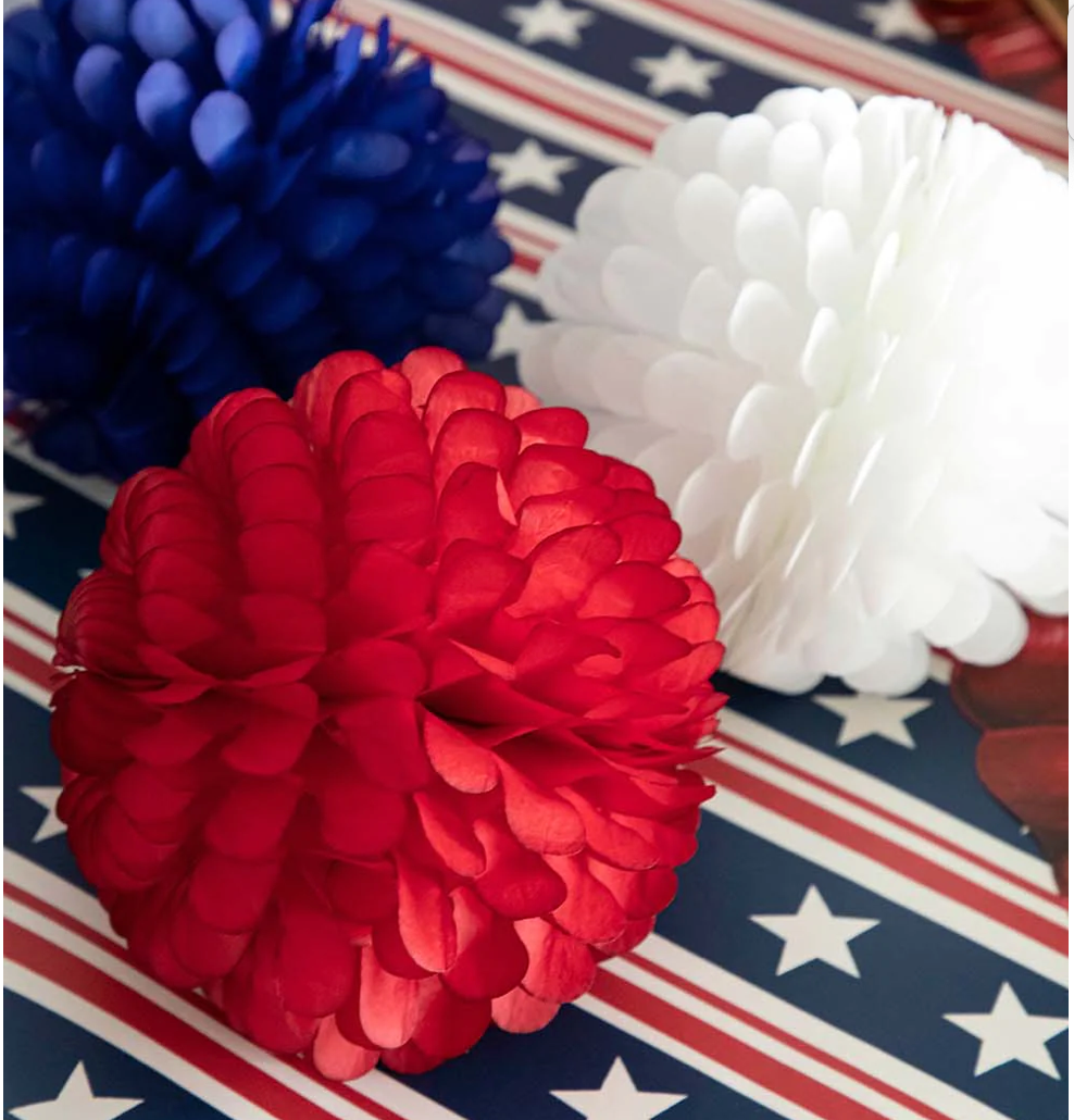 Hester & Cook Patriotic Paper Ruffled Balls