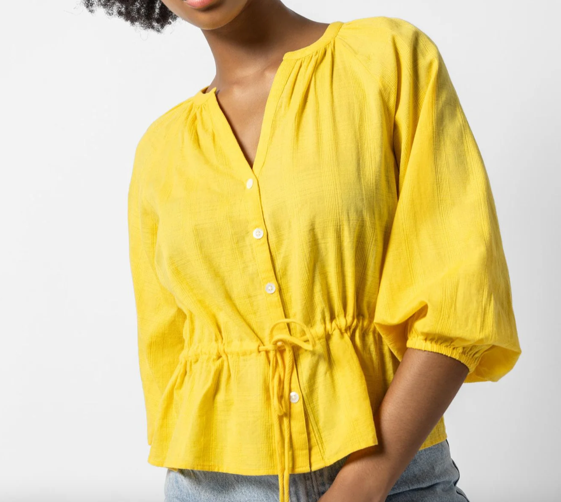Lilla P Tie Waist Button Down