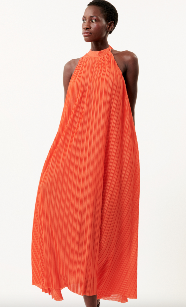 FRNCH Manelle Halter Neck Pleated Dress