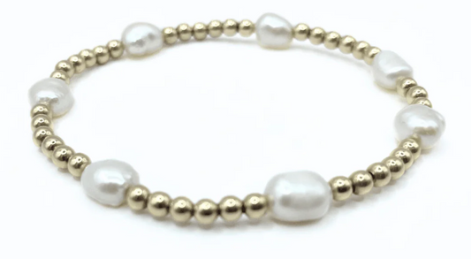 Erin Gray Baroque Patterned Pearl & Gold Bracelet