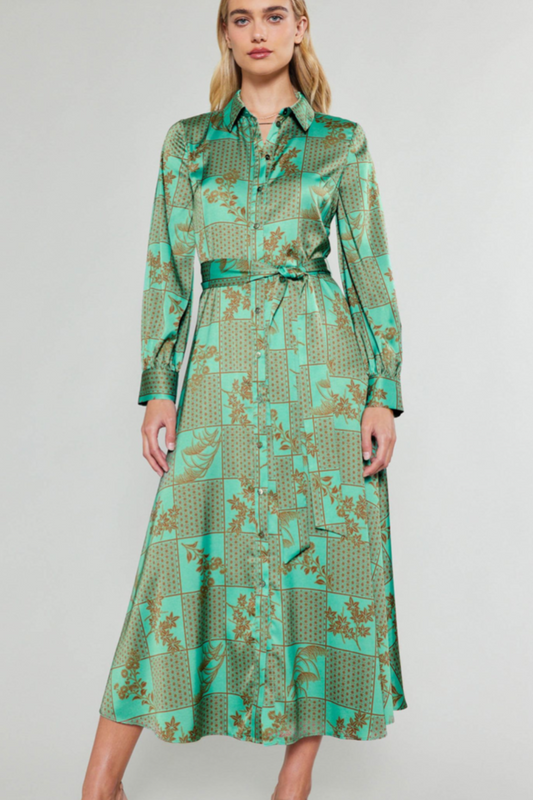 Current Air Floral Printed Button Down Midi Dress