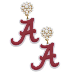 CANVAS Style Pearl Cluster Enamel Drop Earrings