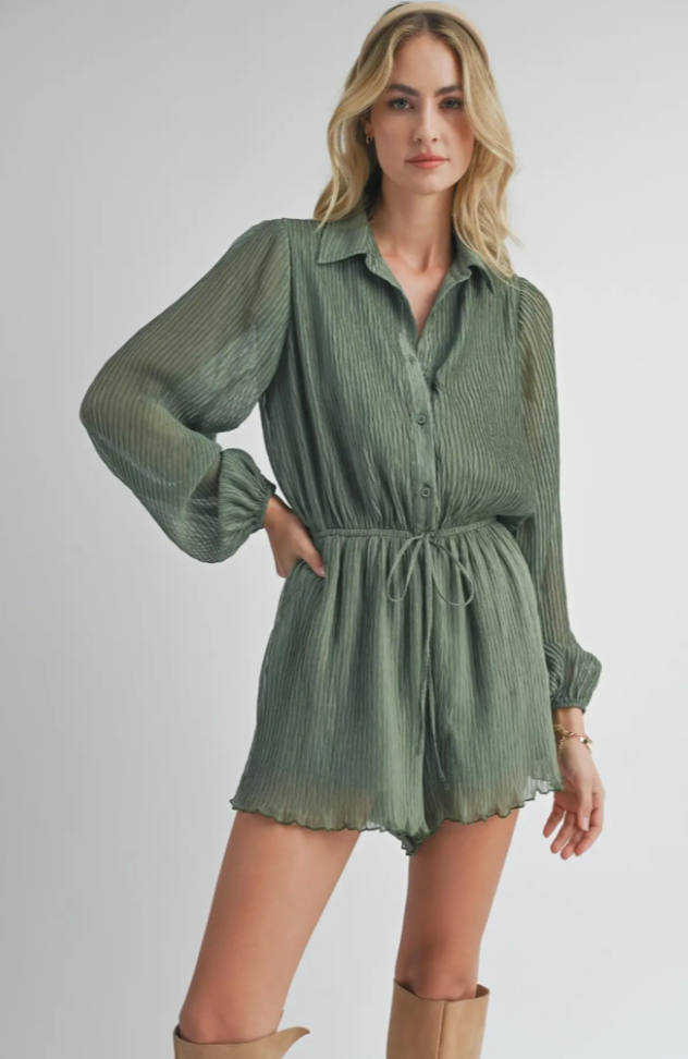 Sadie & Sage Gathering Button-Up Romper
