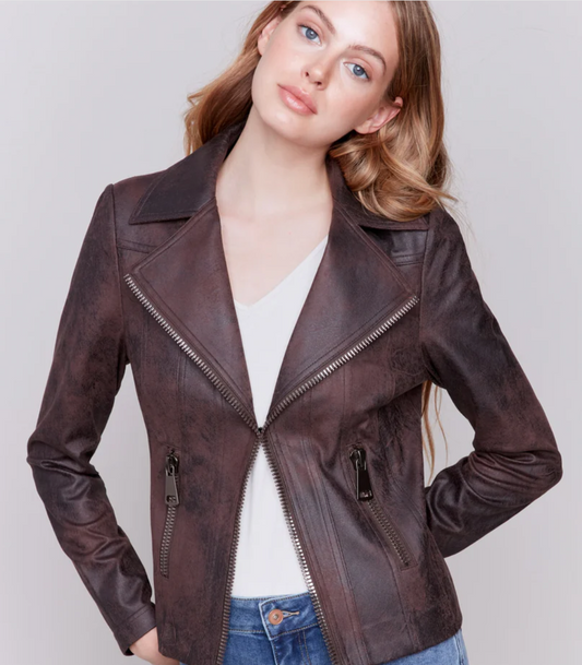 Charlie B Vintage Faux Leather Moto Jacket