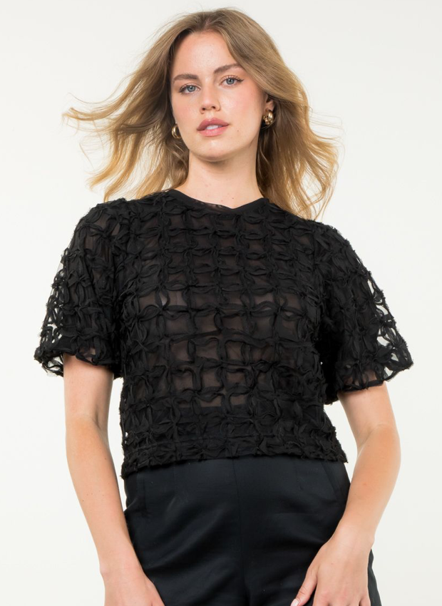 THML Puff Sleeve Textured Top