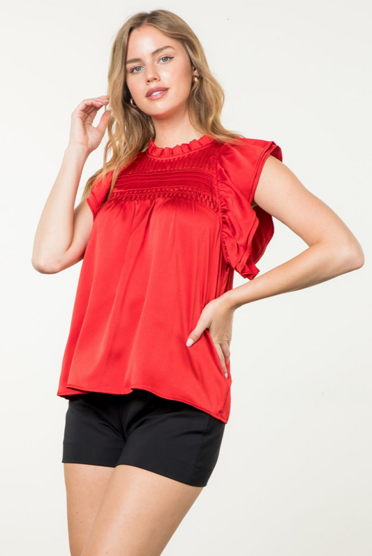THML Silky Flutter Sleeve Top