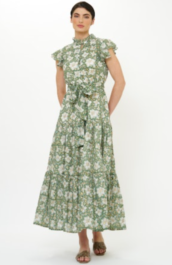 Oliphant Ruffle Collar Button Maxi