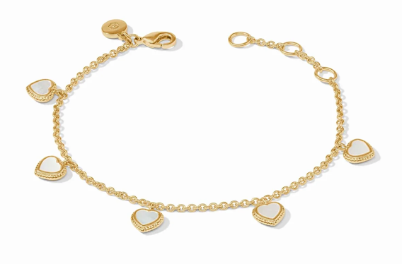 Julie Vos Heart Pearl Delicate Charm Bracelet