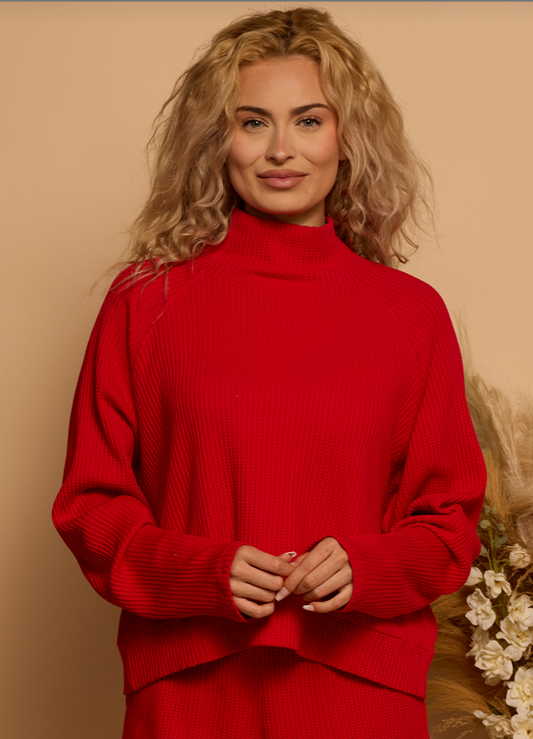 Shore Waffle Mock Neck Pullover