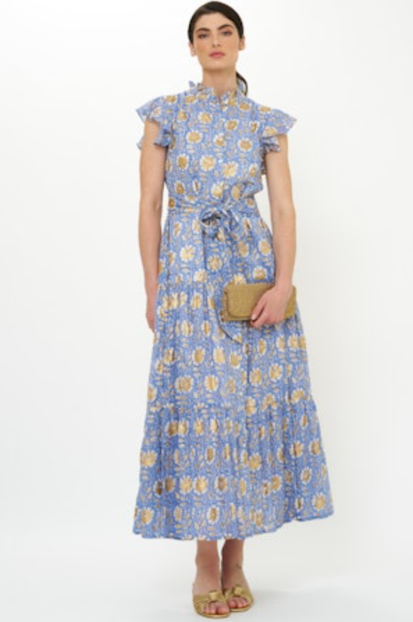 Oliphant Ruffle Collar Button Maxi