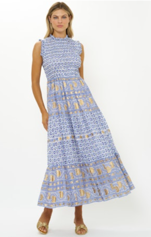 Oliphant Sleeveless Smocked Maxi