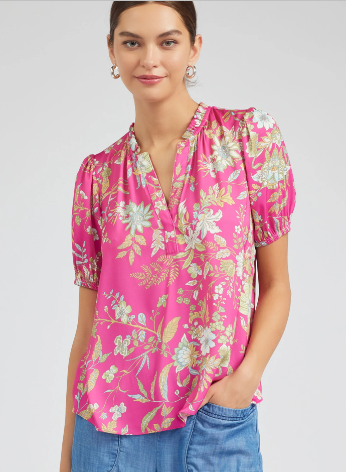 Current Air V Neck Floral Printed Top
