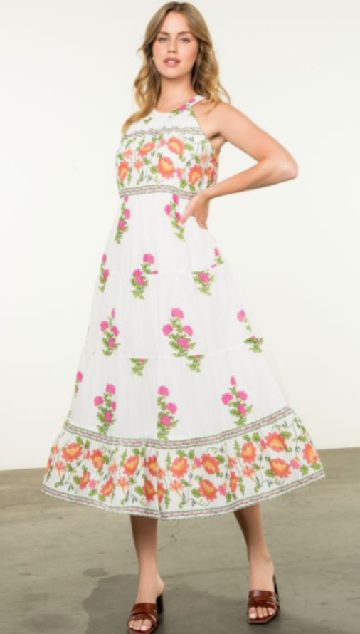 THML Halter Floral Maxi Dress