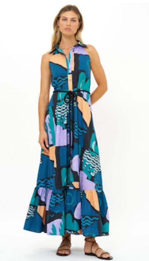 Oliphant Sleeveless Shirt Dress Maxi