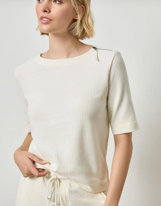 Lilla P Zippered Elbow Sleeve Crewneck
