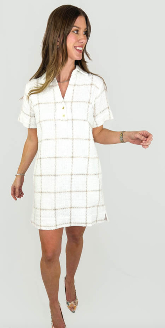 Willa Story Tweed Style Collared SS Dress