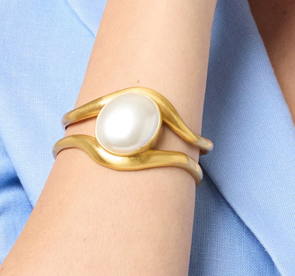 Julie Vos Wave Pearl Stone Cuff