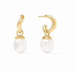 Julie Vos Pearl Wave Hoop & Charm Earrings