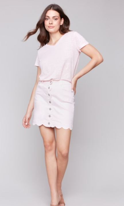 Charlie B Scallop Hem Skirt