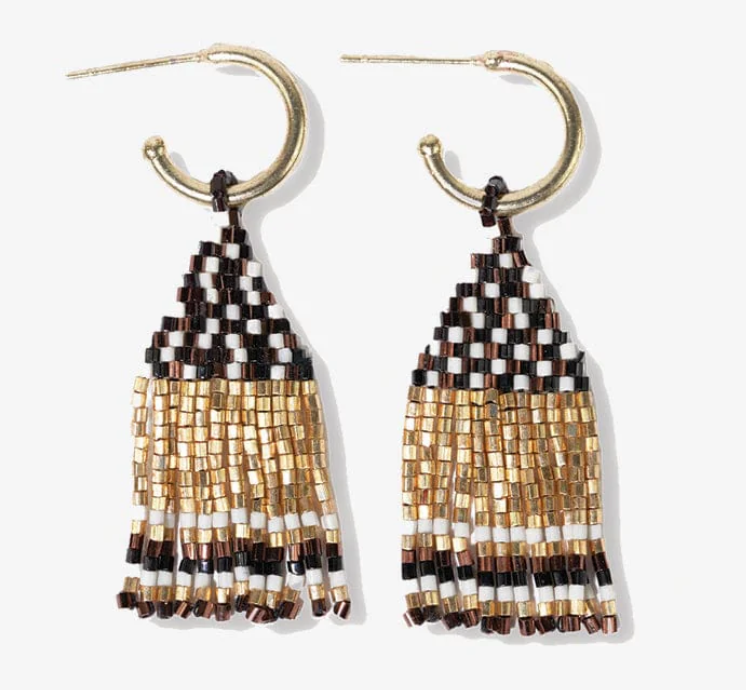 Ink+Alloy Leta Mini Gold Hoop & EShort Fringe Earrings