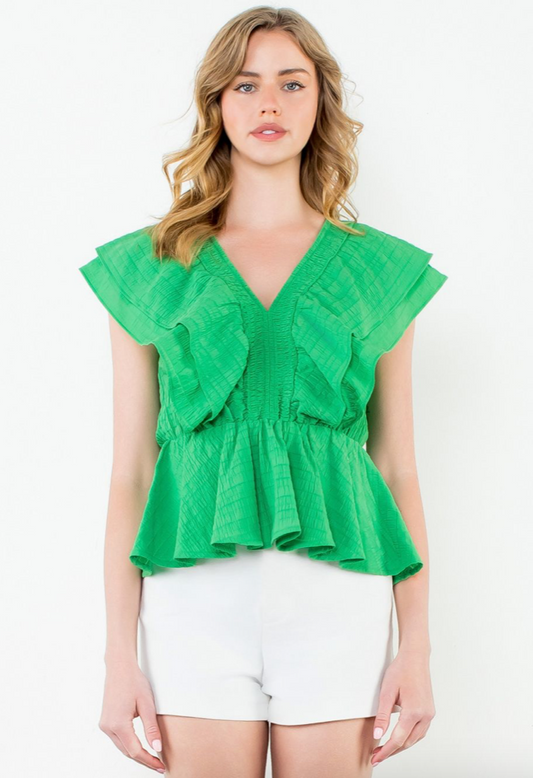 THML Flutter Sleeve Textured Top