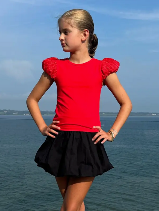 Little Olin Girls Puff Sleeve Top
