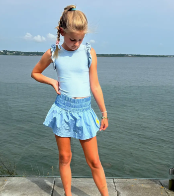 Little Olin Girls Gathered Mini Skort