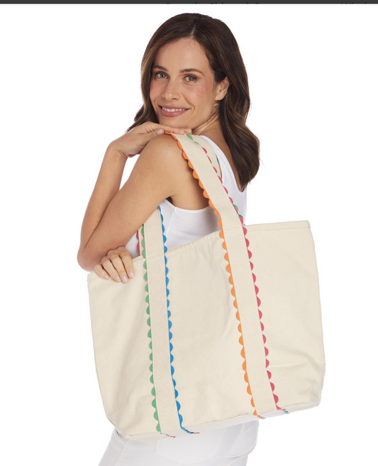Two's Company Colorful Ric Rac Tote