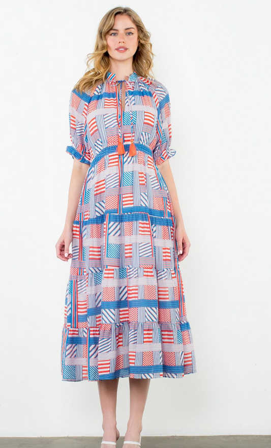 THML Striped Pattern Maxi Dress